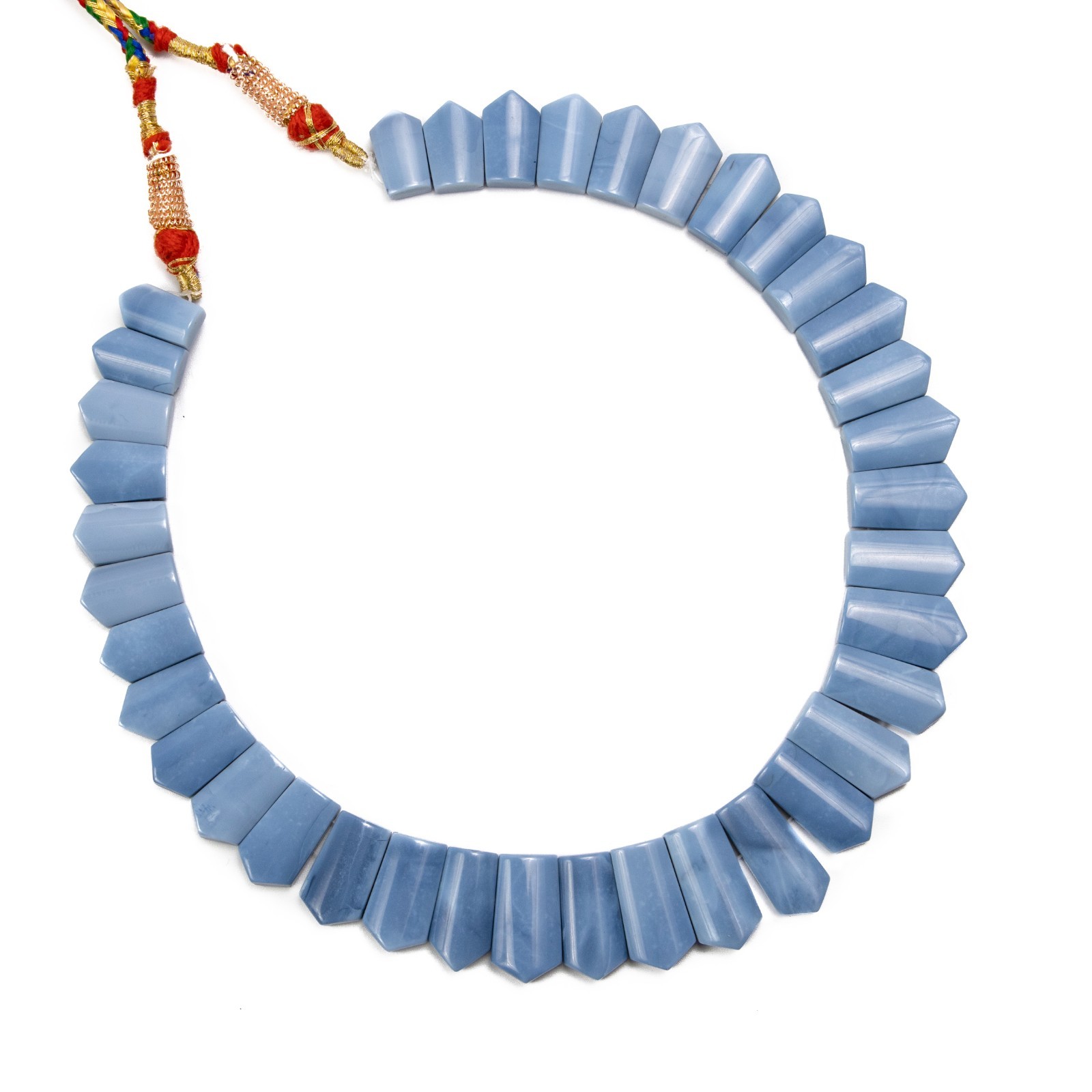 Blue Opal Fancy Shape Layout Necklace, 14x8MM To 23X10MM, Faceted Gemstone