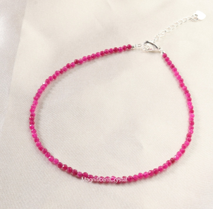 Natural Ruby Anklet Crystal Beaded Anklet Summer Beach Vibe Women Healing Gift