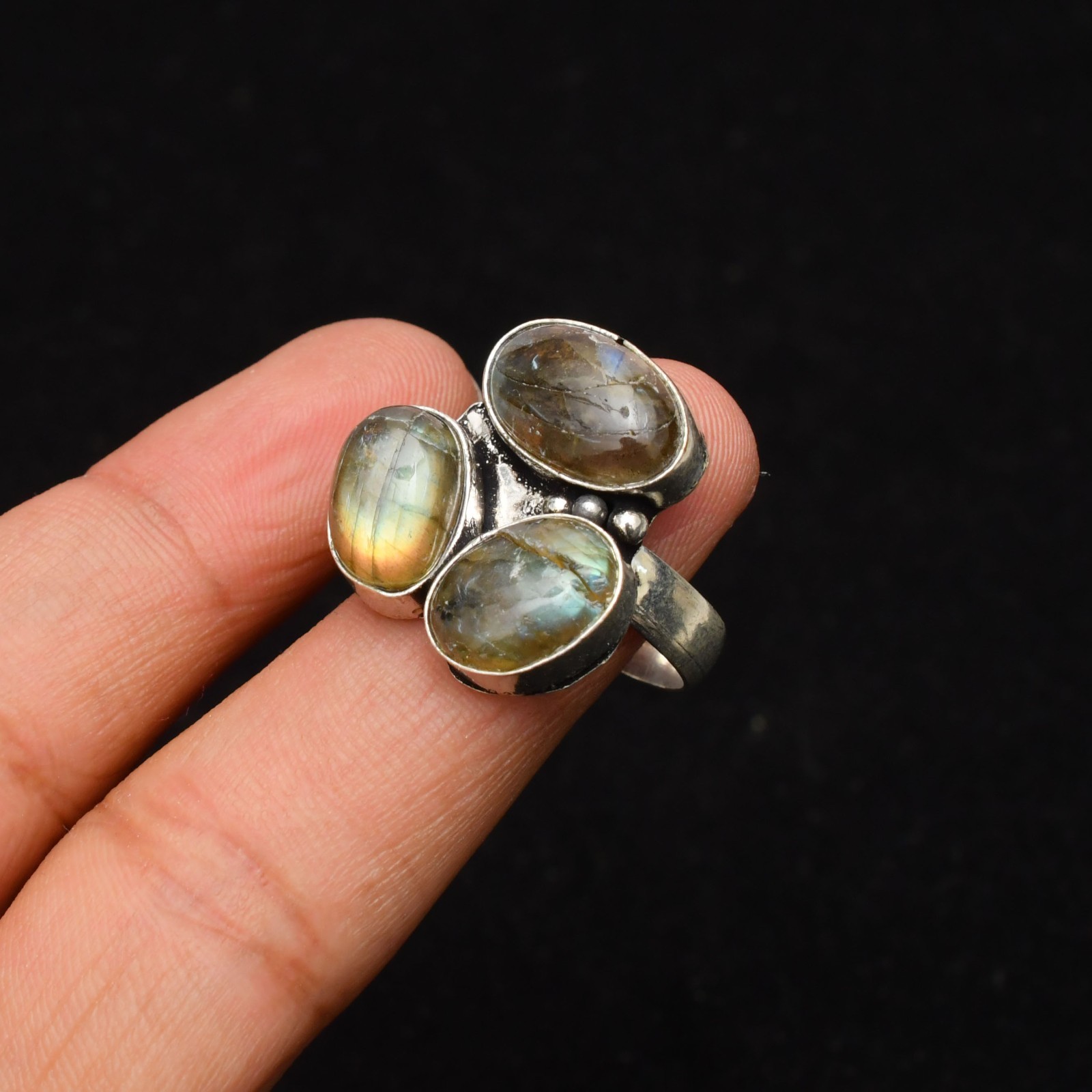 Labradorite Gemstone 925 Sterling Silver Jewelry Ring Size 8.5
