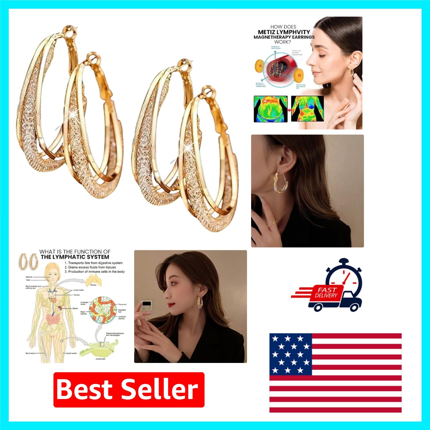 Hypoallergenic Lymphatic Slimming Earrings – Trendy Acupoint Therapy Jewelry