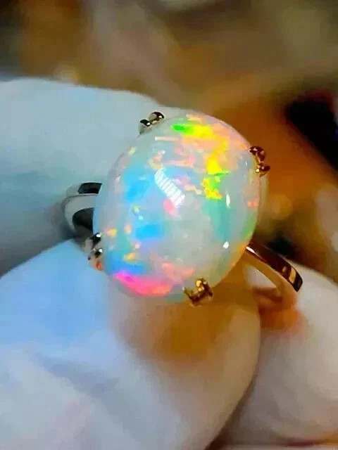 Natural Fire Opal 14K Yellow Gold Plated 3.00Ct Oval Cut Halo Engagement Ring
