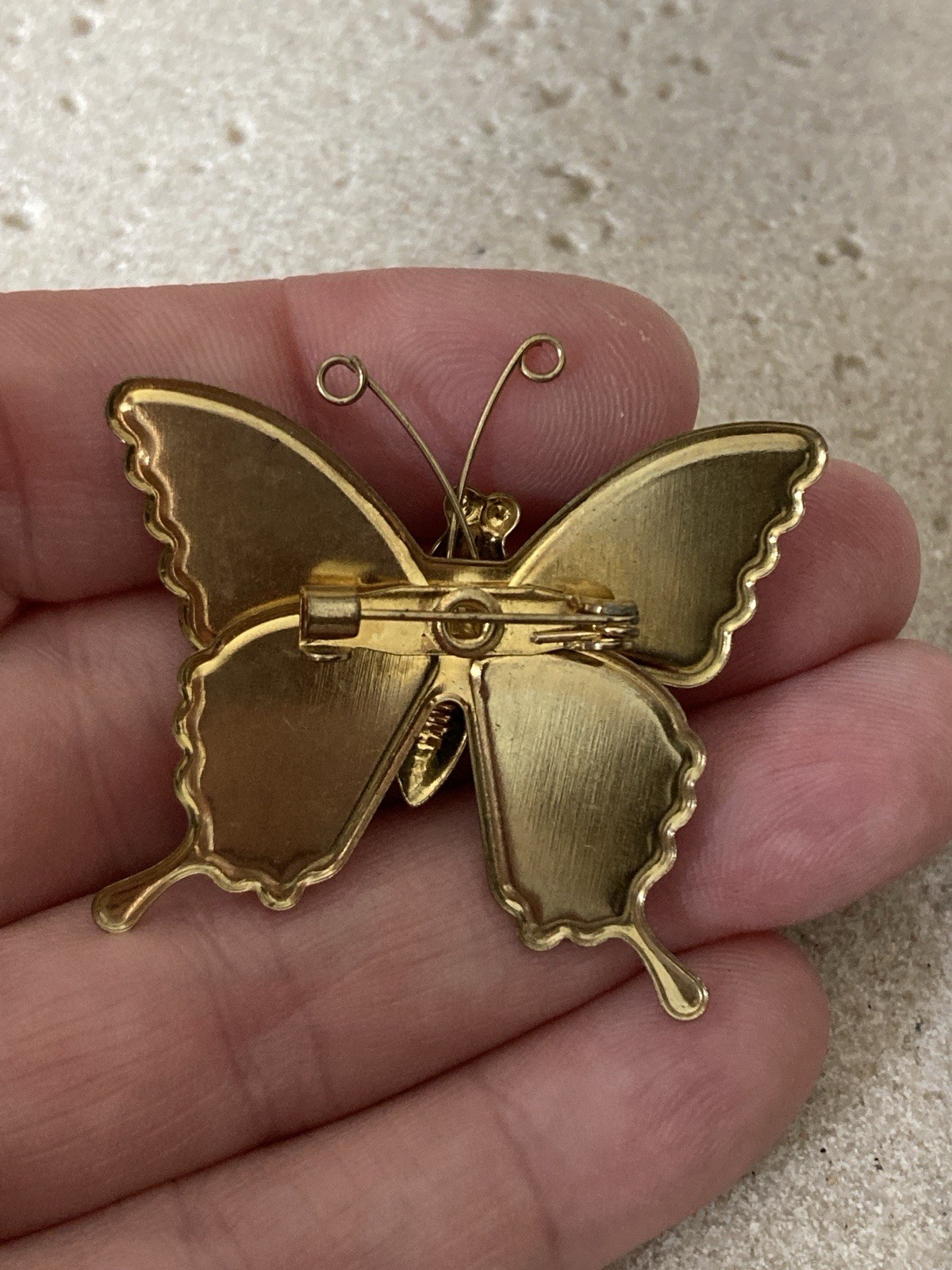 Colorful Butterfly Brooch Gold Tone Enamel Wings Star Heart Whimsical