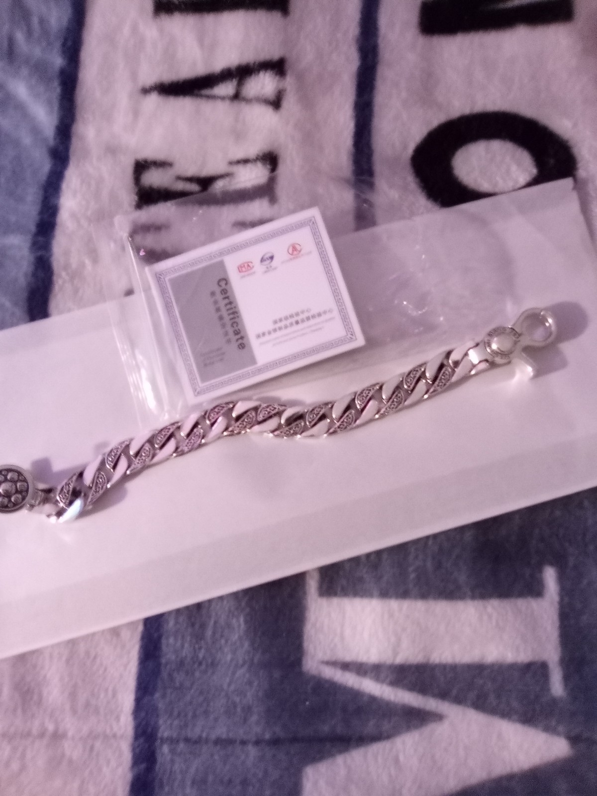 Silver Tone Cuban Link Chain Bracelet Chain Style Lobster Clasp Closure 925 Sil
