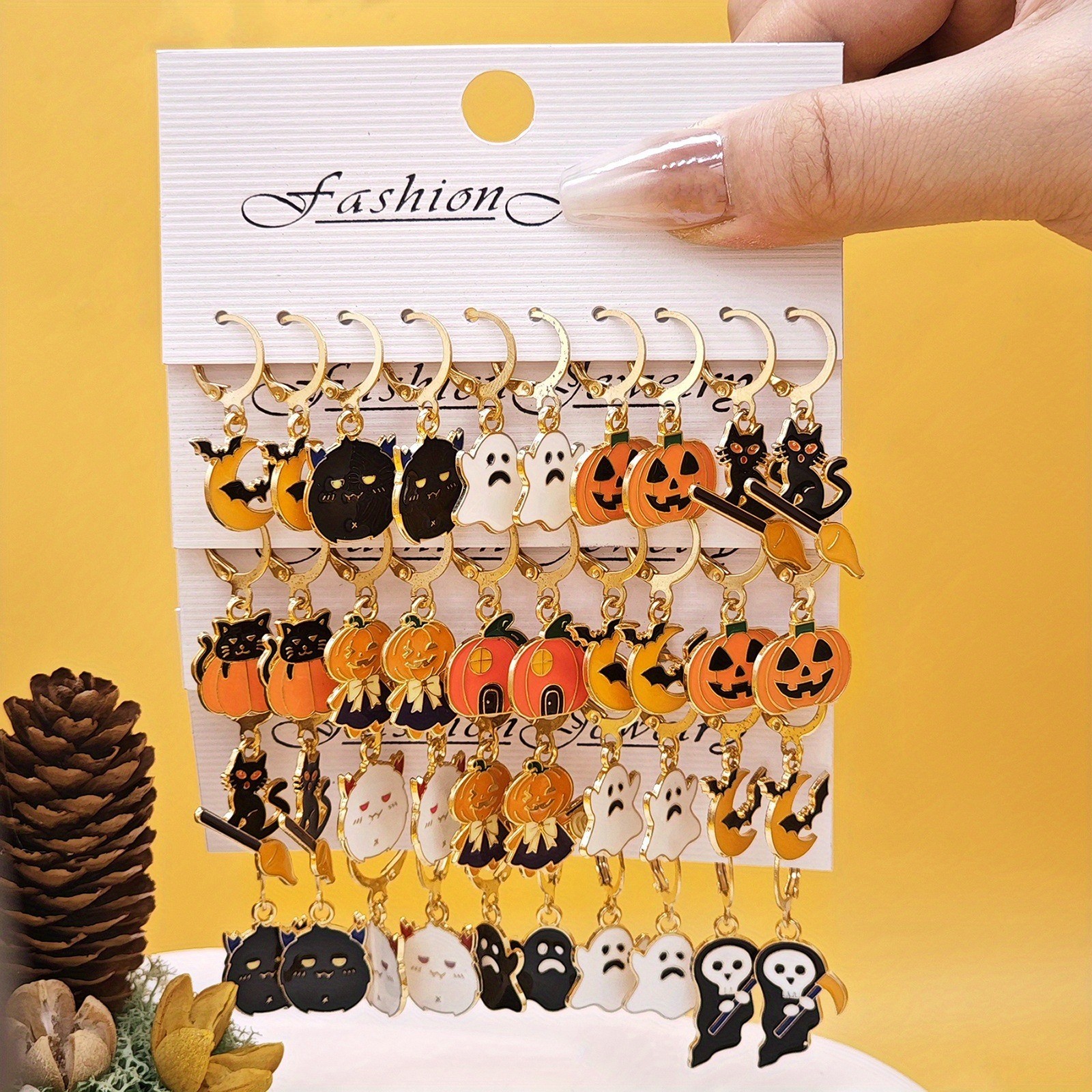 20Pairs Halloween Earrings Set Women Charm Pumpkin Ghost Bat Drop Earring Studs