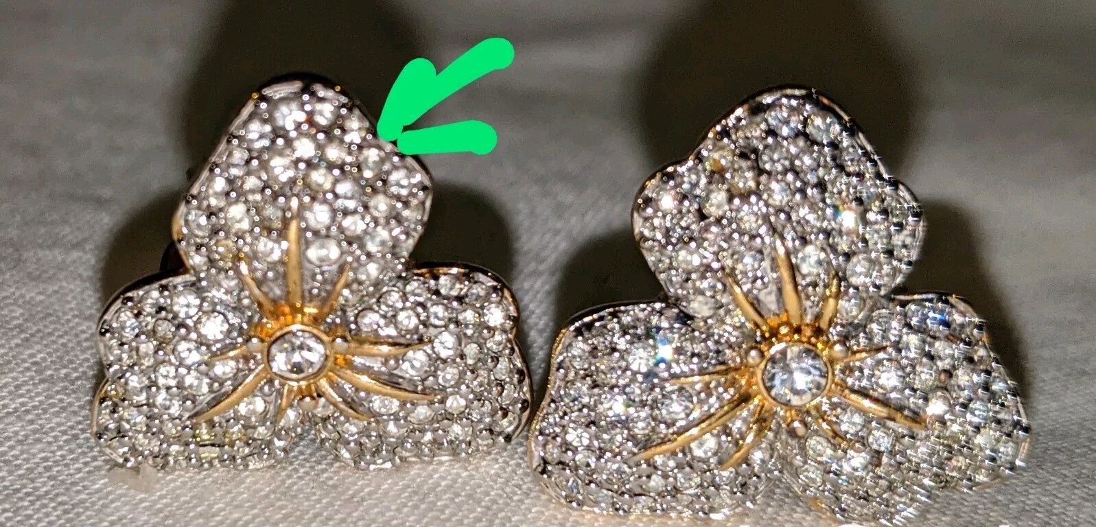 Swarovski Clear Crystal Pave Set Flower Shaped Clip-on Earrings Gold Plated