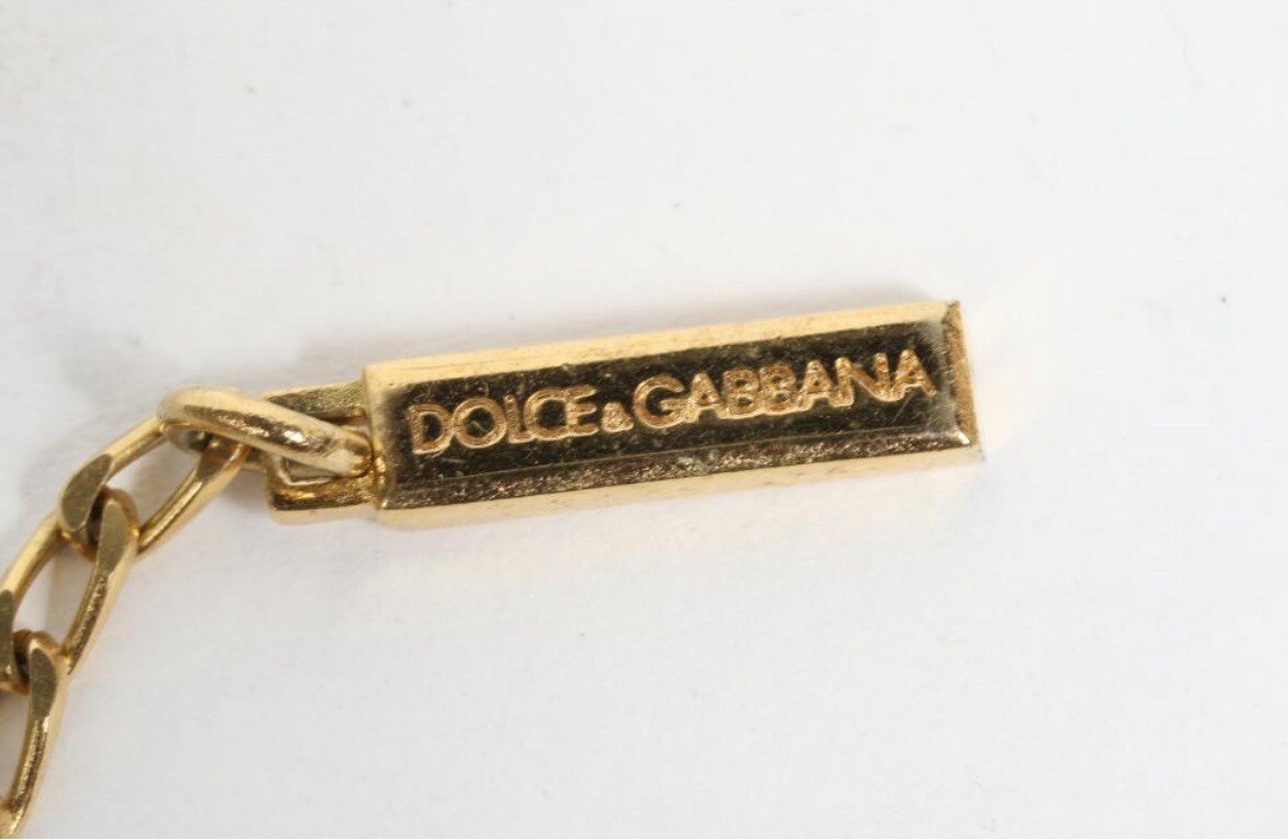 Dolce & Gabbana Necklace With Resin Coral Rhinestones Matching Dangle Earrings
