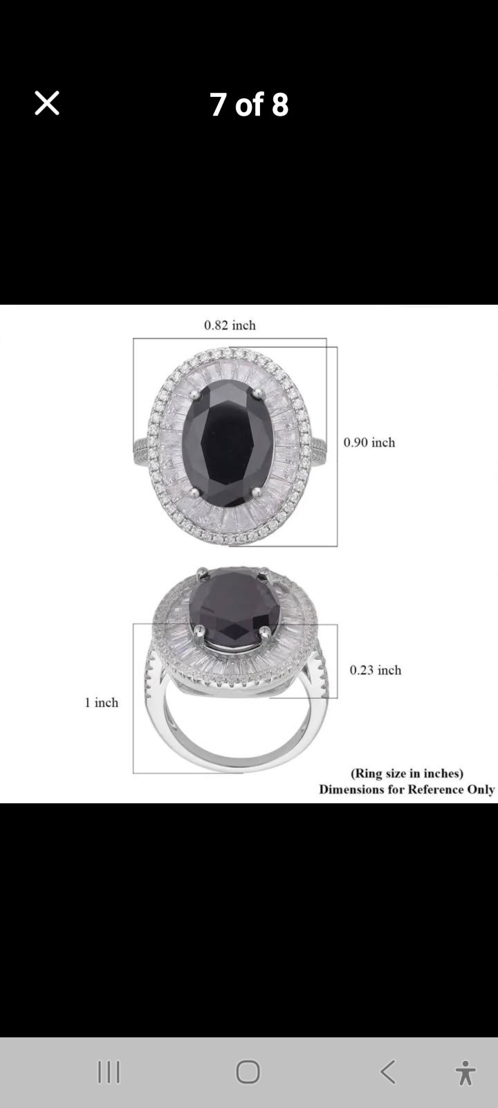 Simulated Black and White Diamond Double Halo Ring in Silvertone (Size 7.0)