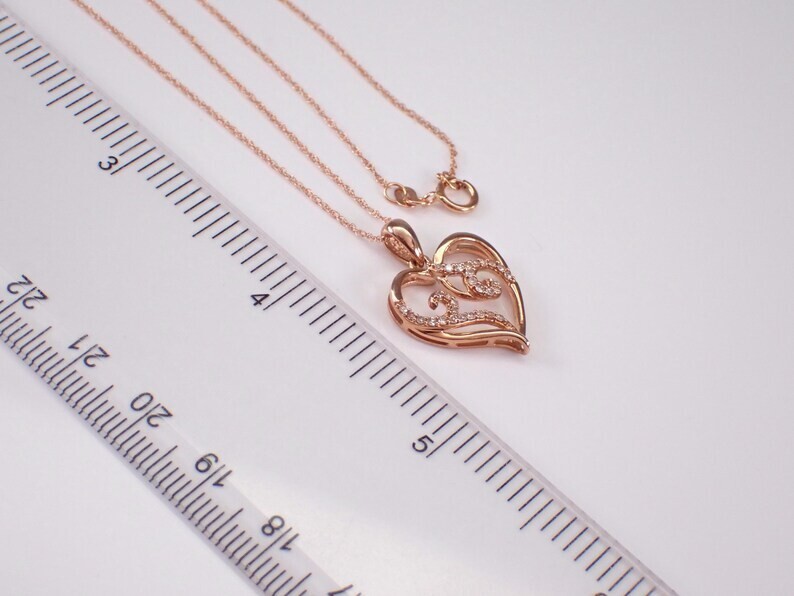 Round Cut Simulated Diamond Beautiful Heart Shape Pendant 14k Rose Gold Plated