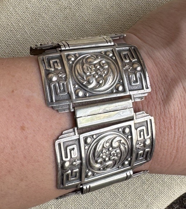 Vintage Candida Sterling Silver 63.6 gr Panel Wide Bracelet #1