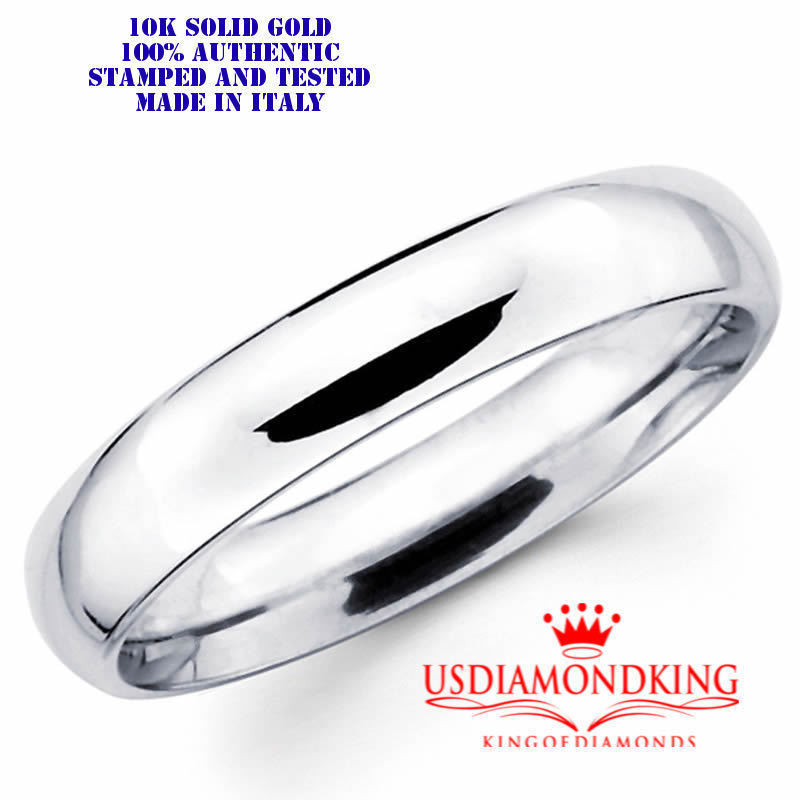 Mens Ladies Real Genuine 10k White Gold 2mm 3mm 4mm 5mm 6mm 7mm 8mm Wedding Band