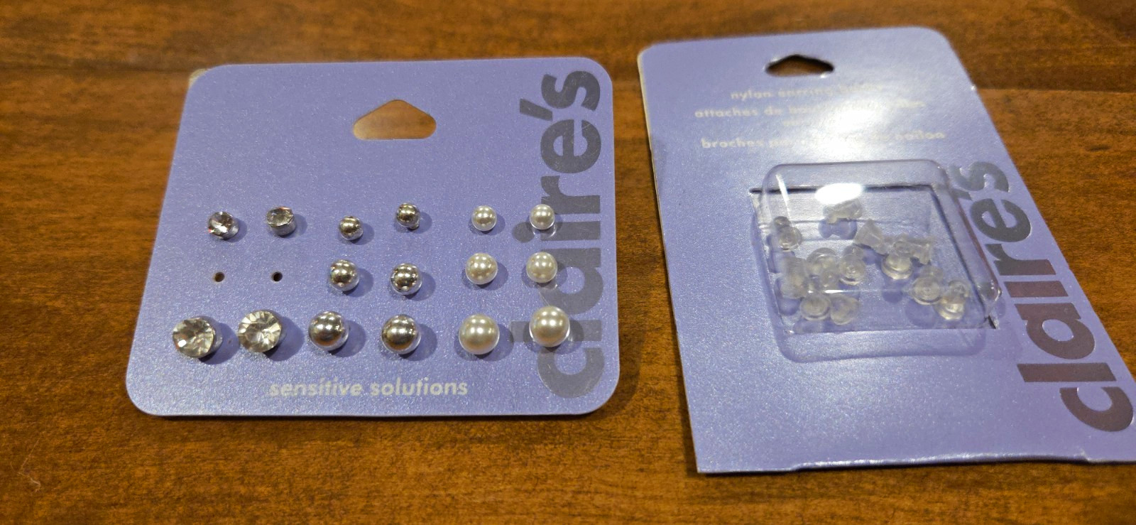 Claire’s Sensitive Solutions Multi-Pair Stud Earrings Crystal Pearl Silver Tone
