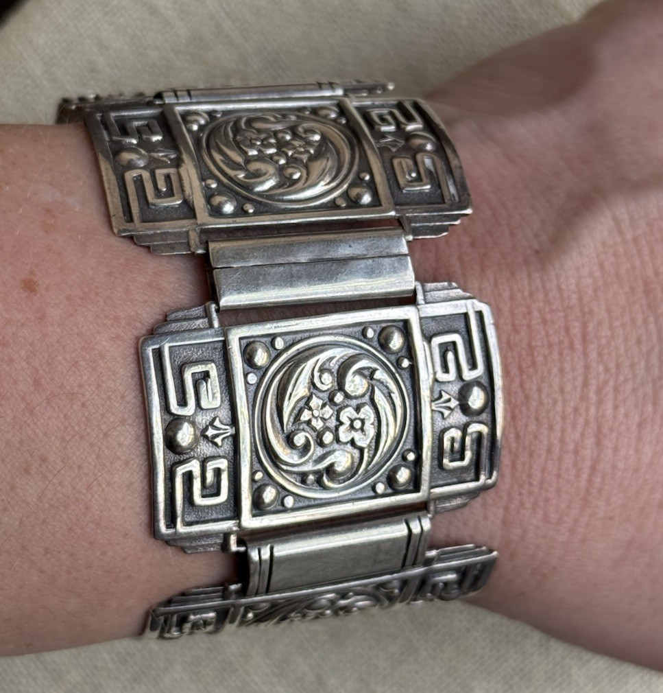 Vintage Candida Sterling Silver 63.6 gr Panel Wide Bracelet #1