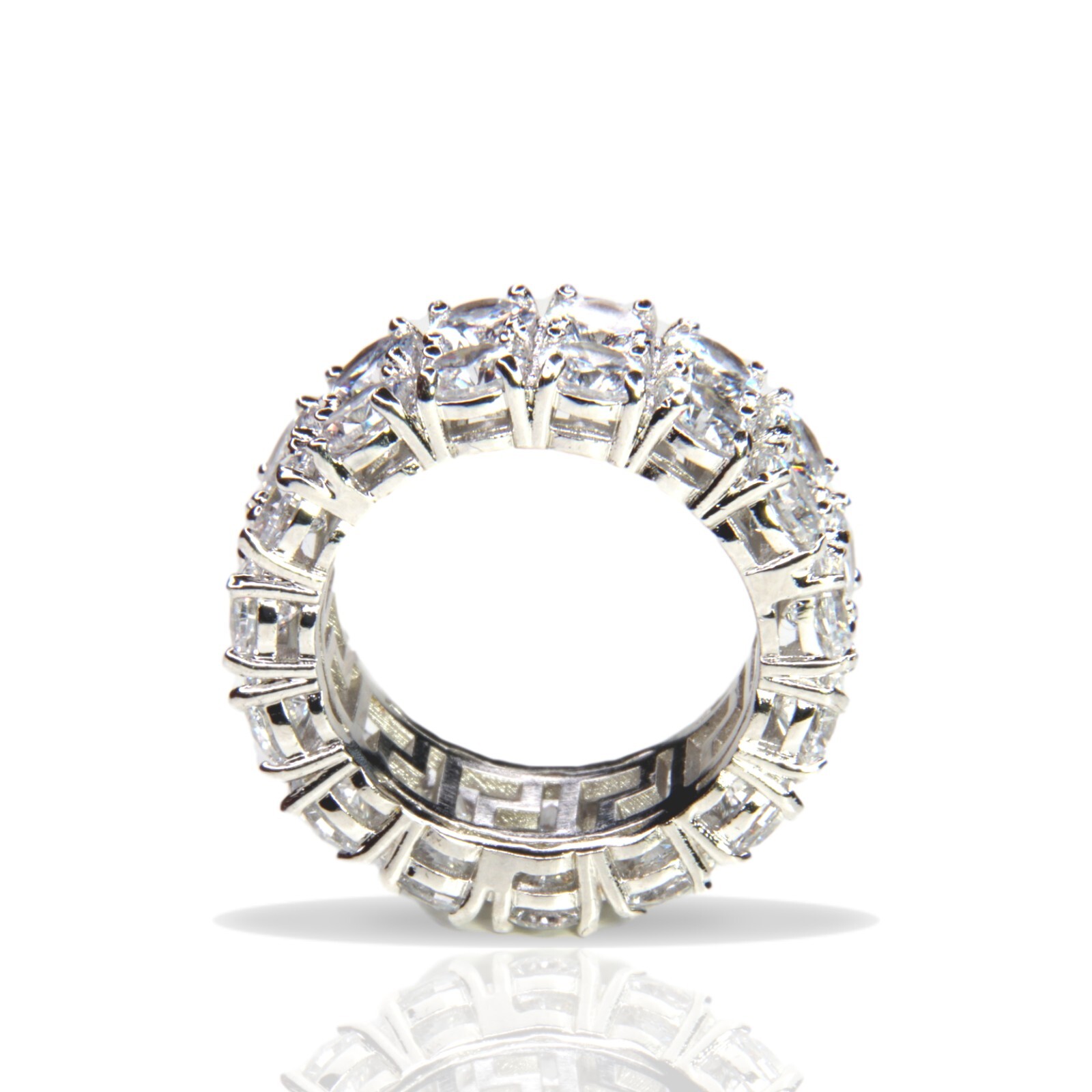 Silver Dimond 2 Row Tennis Band Ring Bling ICY ICED OUT Mens Womens Hip Hop