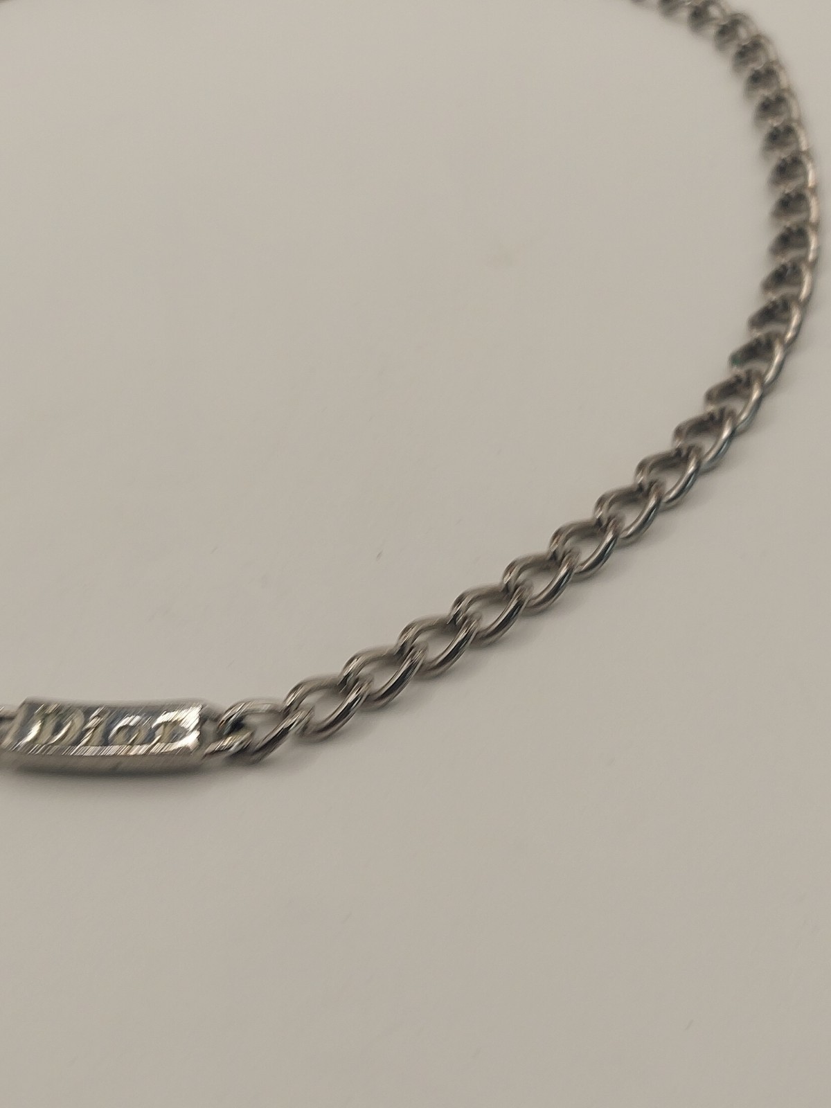 Authentic Christian Dior CD Logo Chain Necklace Silver Tone 15-17” Adjustable