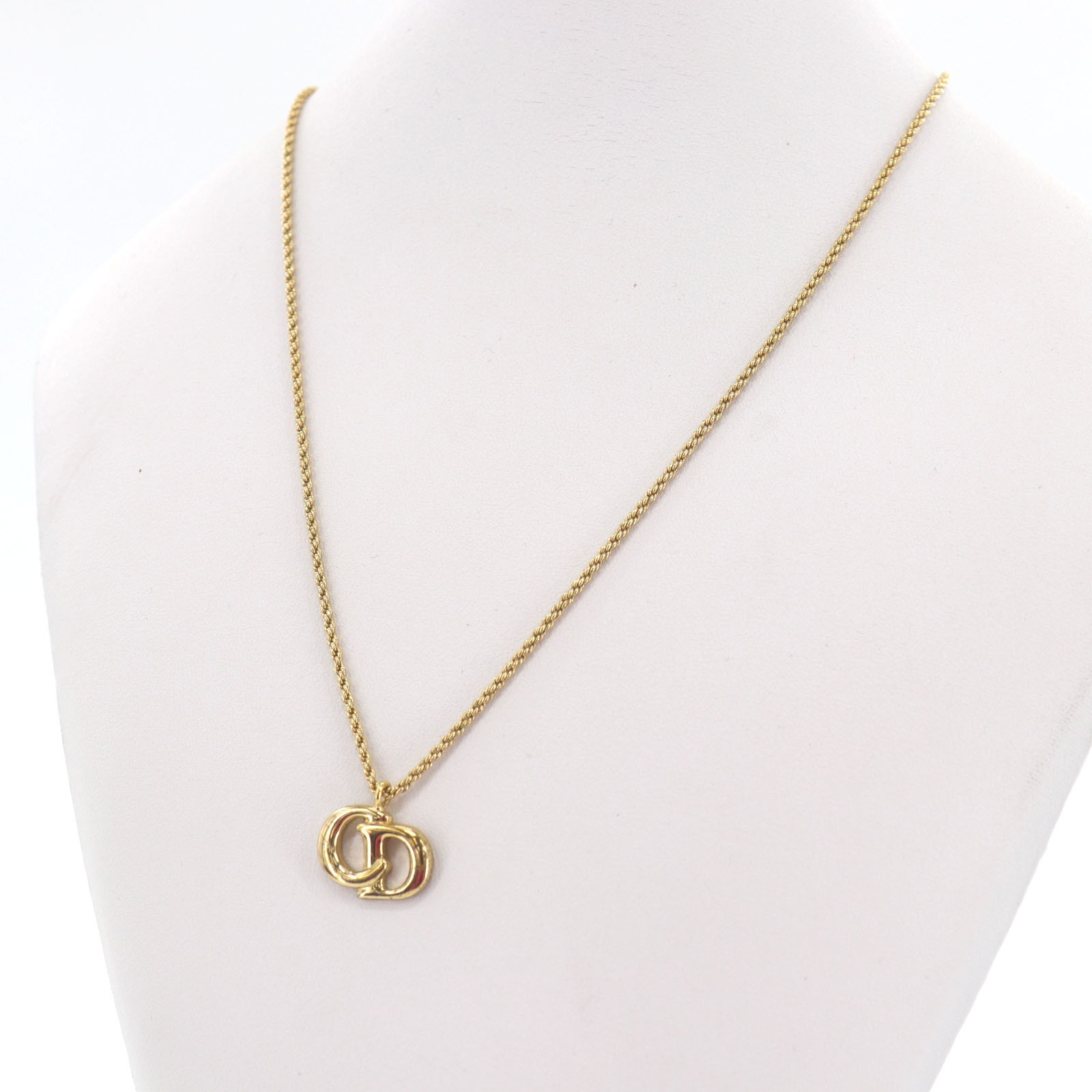 Christian Dior CD Logo Used Chain Necklace Gold Vintage Authentic #EM262 O