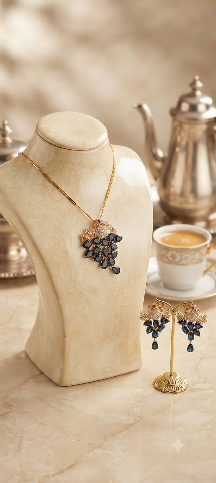 Exclusive High-Quality Chain Set with Pendant & Earrings | E – Handmade in India