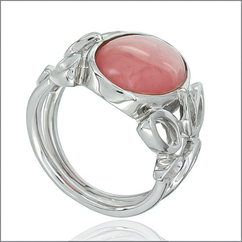 5.0ct Rhodochrosite Cabochon In Sterling Silver Solitaire Ring Size 6, 7.5