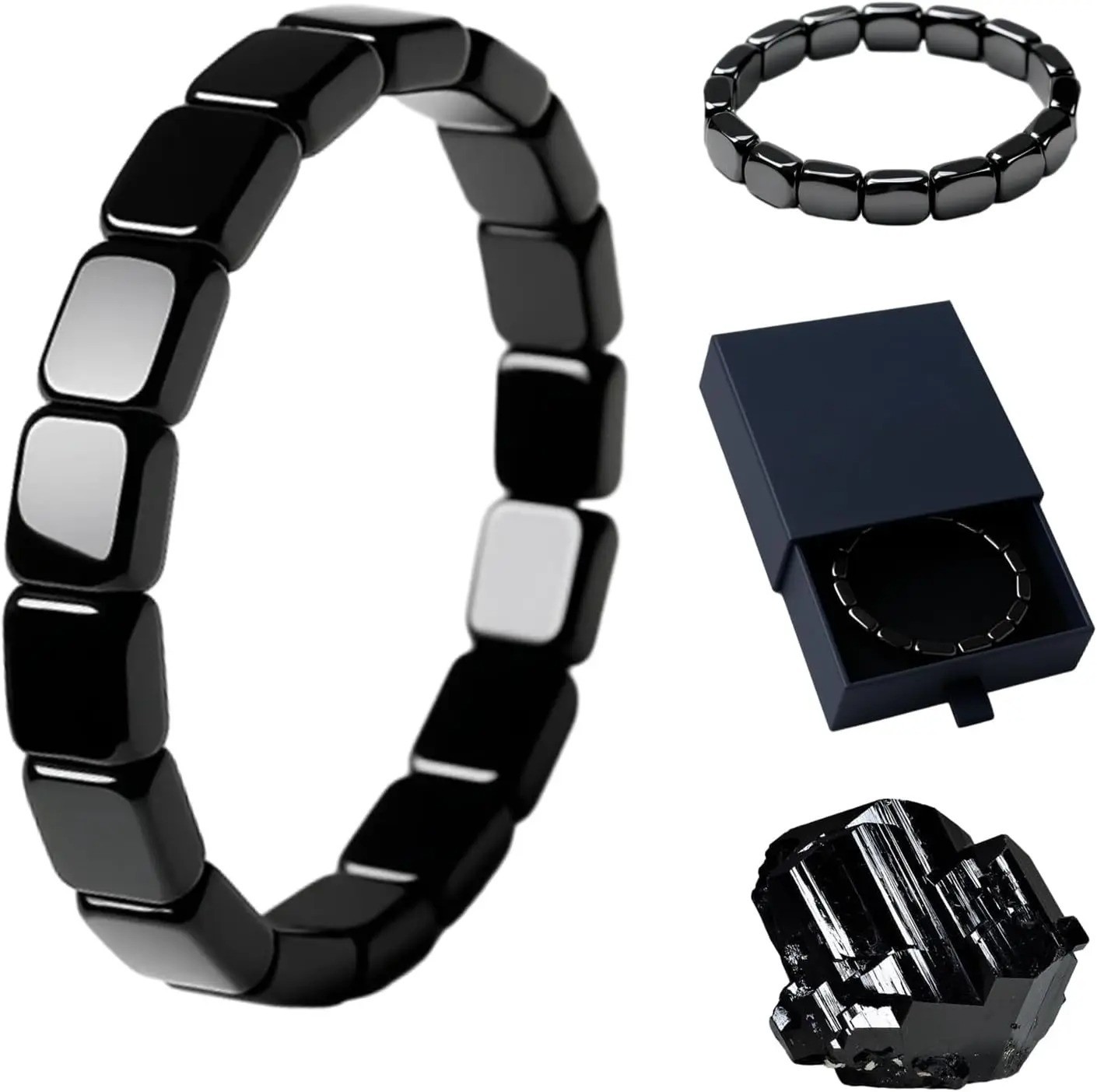 2026 Men Hematite Bracelet Natural T-Level Support Mental Clarity Confidence Gif