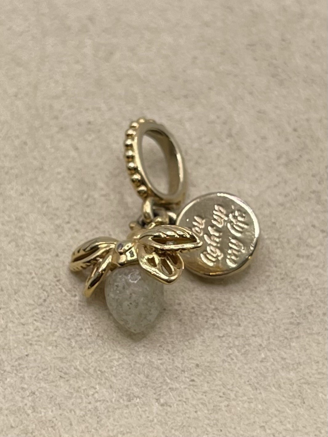 RARE Pandora Glow in the Dark Firefly Dangle Charm 14k Gold Plating Shine