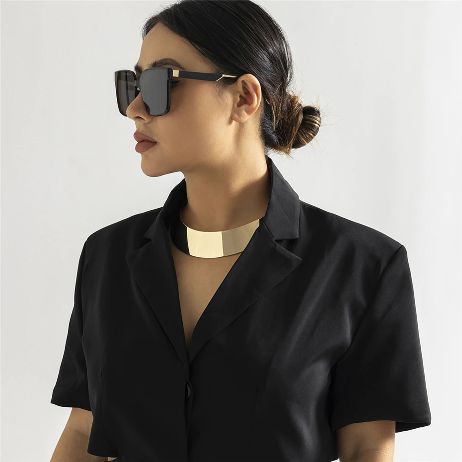 Chunky Collar Choker Wide Statement Necklace Fashion Jewelry