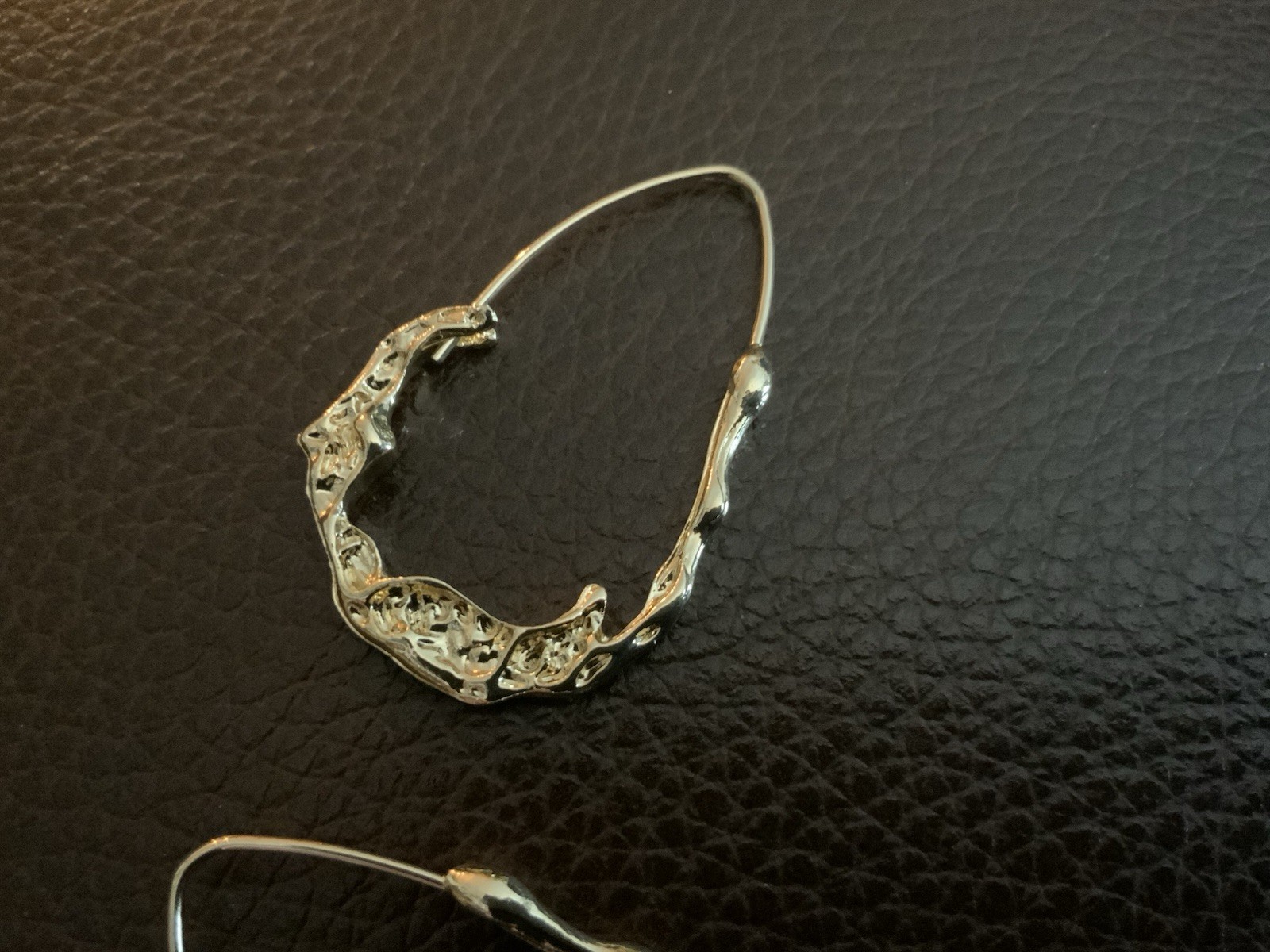 Free People Molten Gold Hammered Hoop Earrings Sculptural Artisan Boho Statement