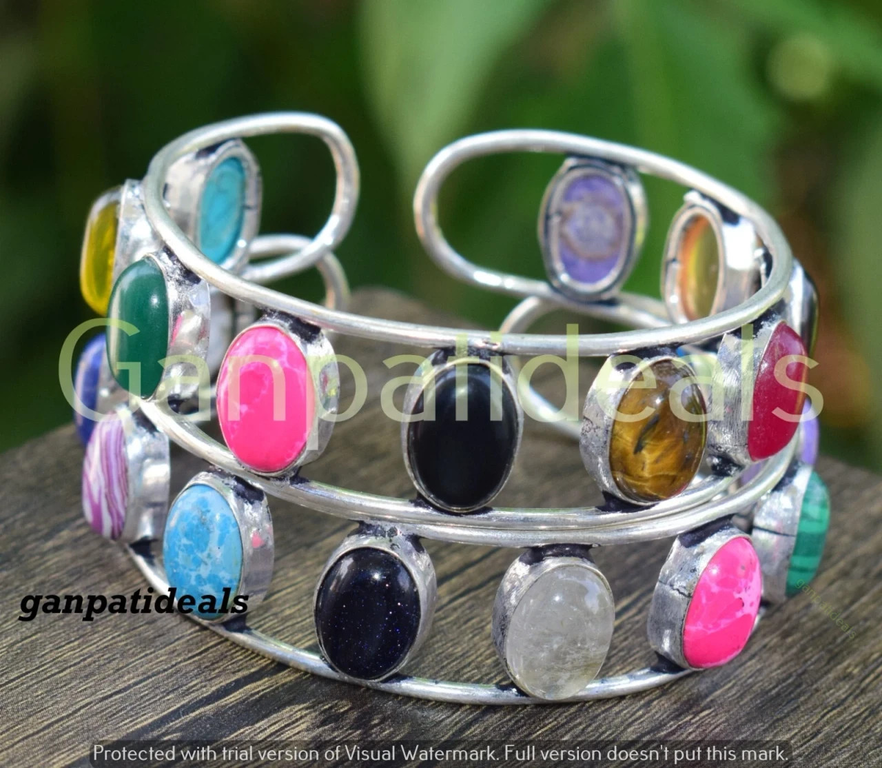 Multistone Gemstone Bangles 100pcs Wholesale Lots 925 Silver Plated Jewelry