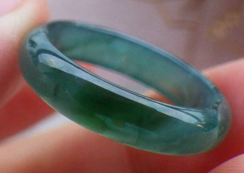 Video Certified Green Natural A Jadeite Jade Round Circle Ring NO. 8 # 121744 TS