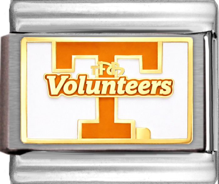 Licensed Tennessee University Volunteers Orange T On White Italian Charm Link