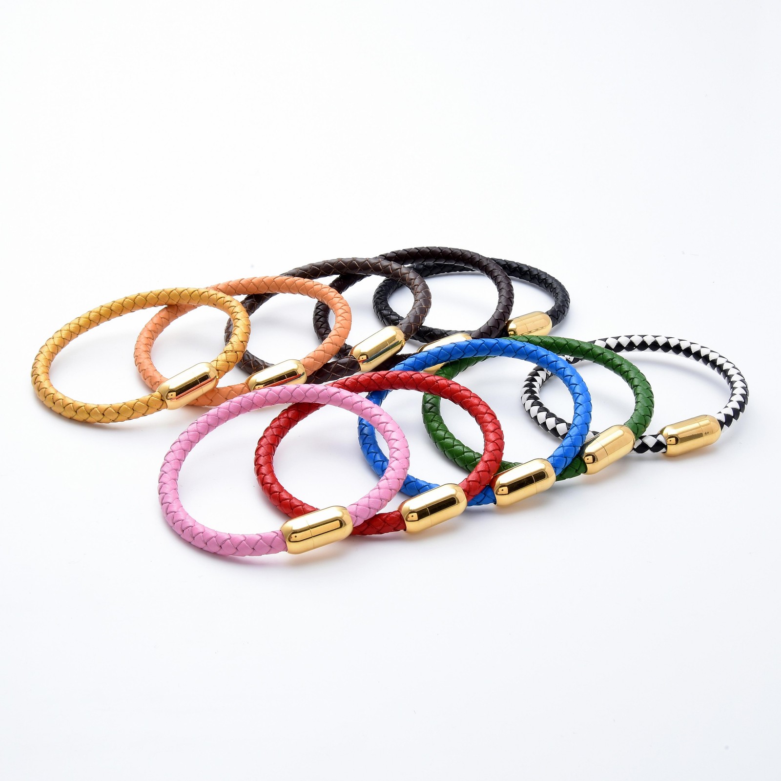 Simple Classic Leather Rope Chain Charm Bracelet Stainless Steel Unisex Jewelry