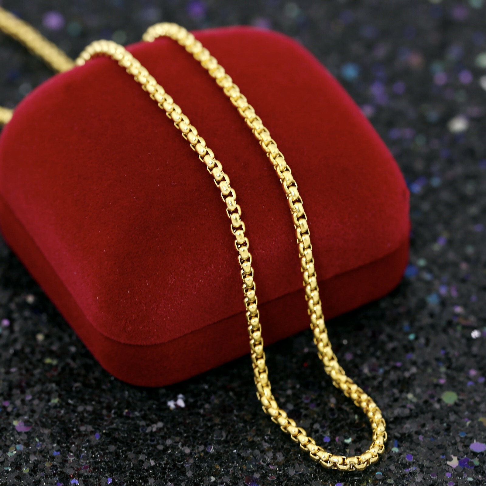24K GOLD FILLED 2MM BOX CHAIN 60CM for PENDANT MENS WOMENS SOLID NECKLACE 24INCH