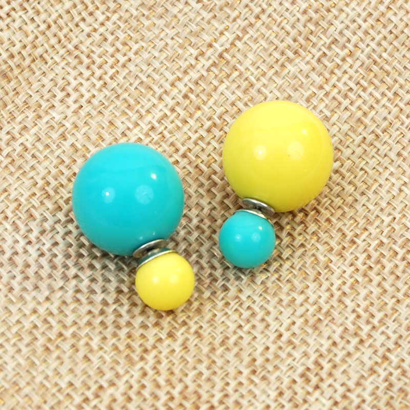 Double sided Faux Pearl Earrings Solid Color Mix