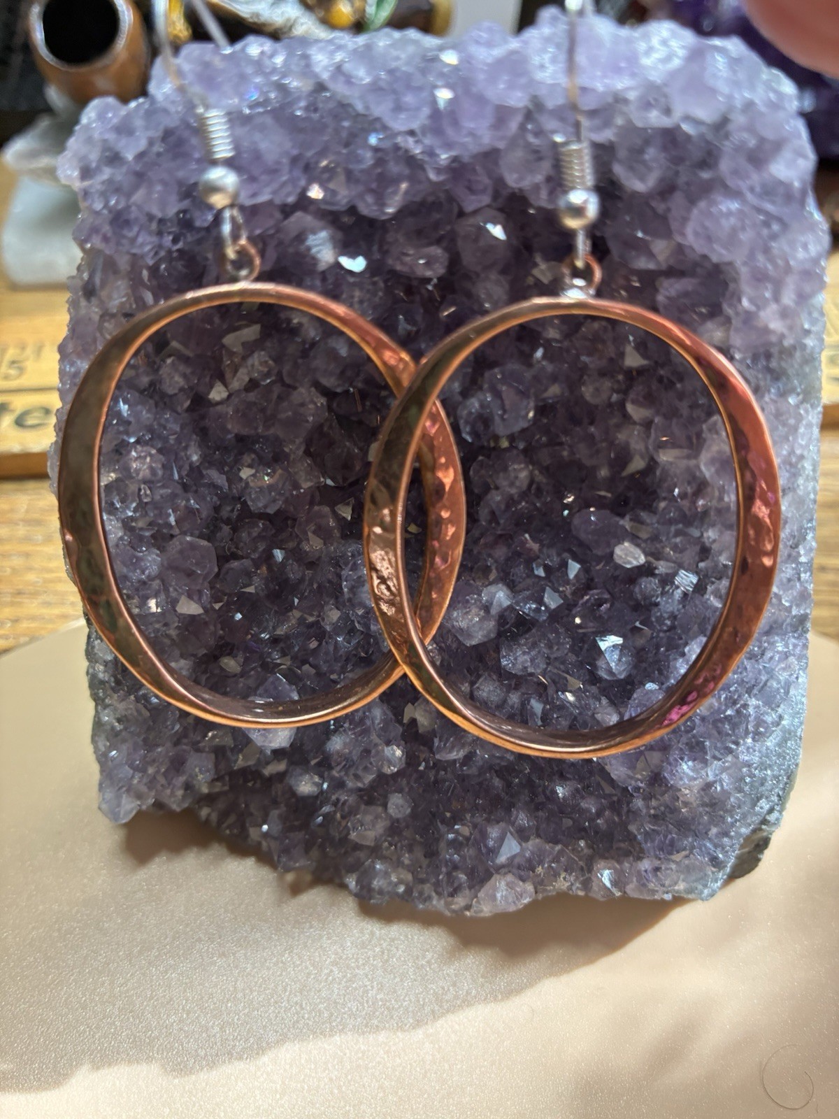 Solid Copper Hoop Earrings CE897 – 1 3/4 Inches Long X 1 1/4 Inches Wide.