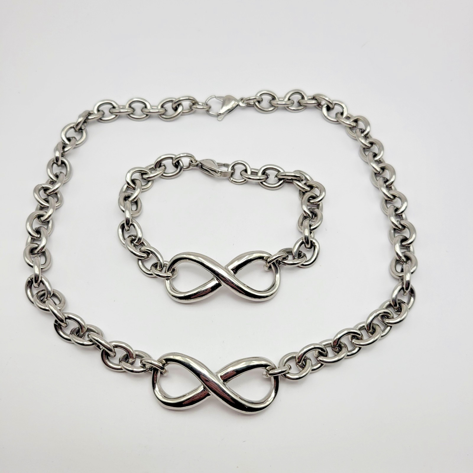 QVC Steel By Design Stainless Steel Infinite Cable Link Bracelet and Necklace