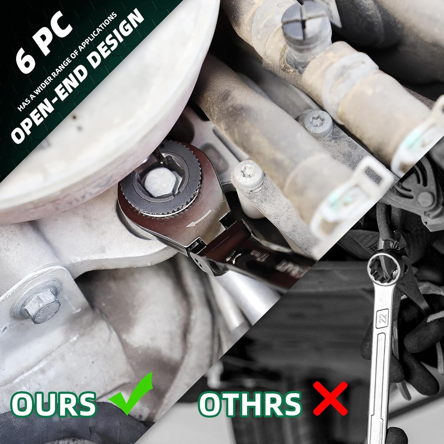 6-Piece Flex-Head Ratcheting Wrench Set, Metric 10-17Mm Tubing Wrench Set, CR-V