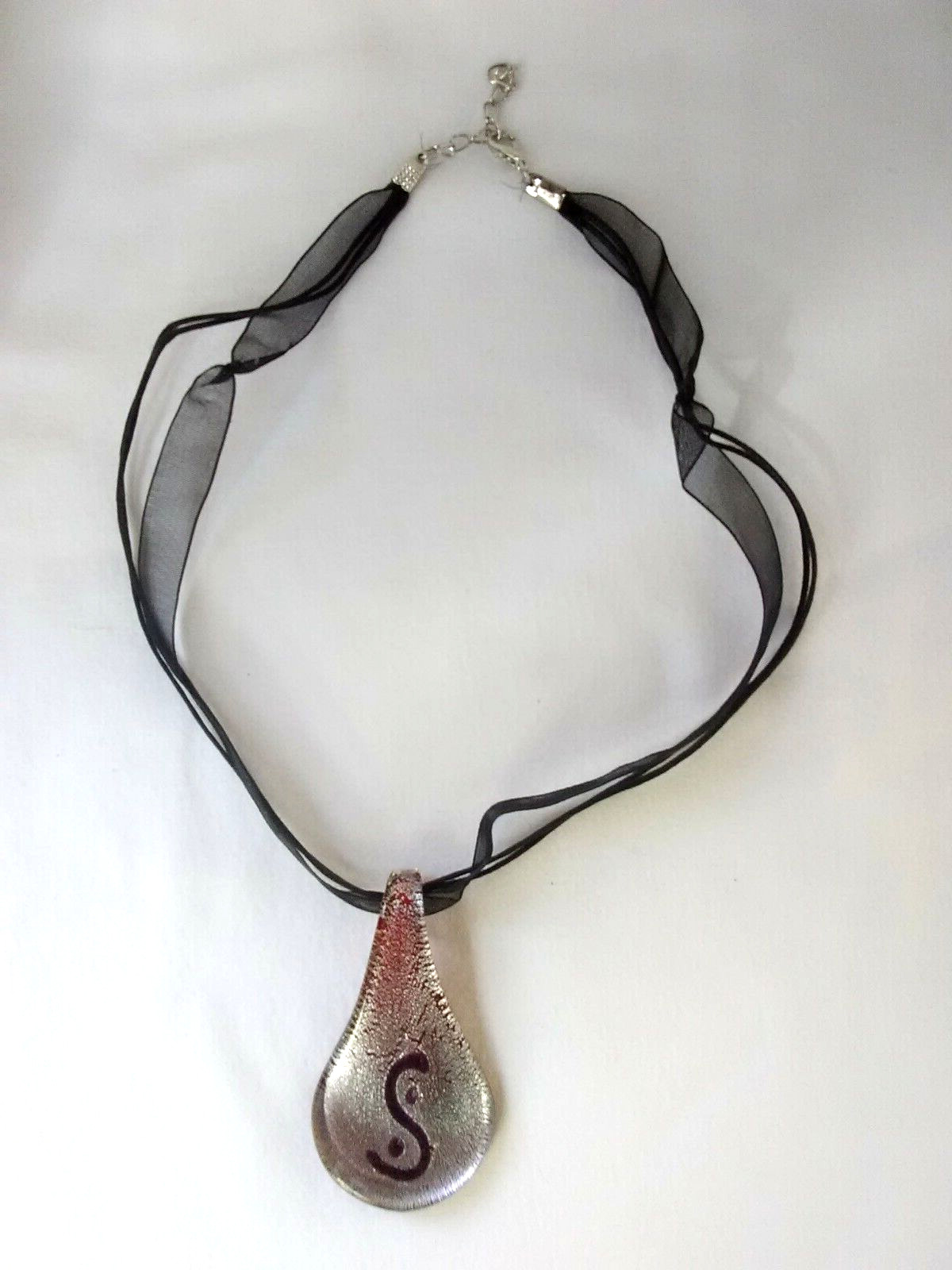 Necklace 17″Iridescent Glass Art Pendant Women Gift for Her USA Seller New