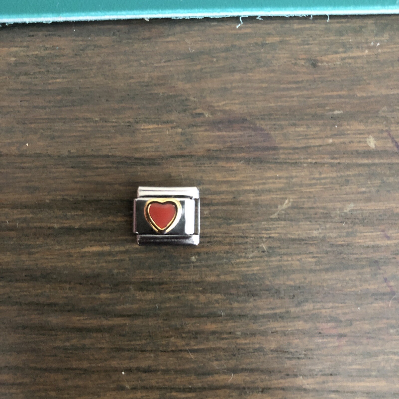 NOS Enameled Red Heart Italian Charm Modular Bracelet Link 9mm