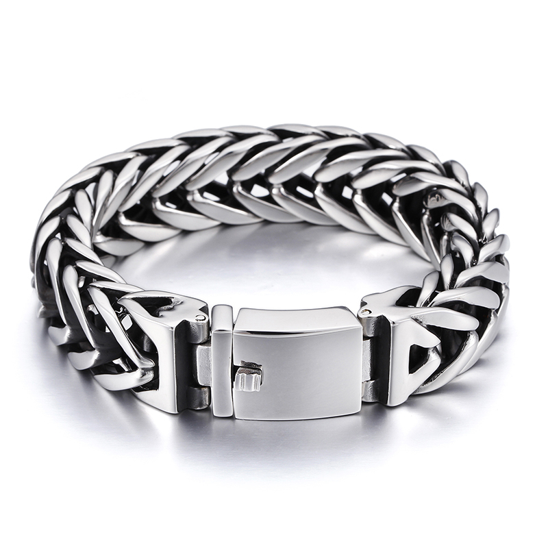 Heavy 316L Stainless steel Biker Horsewhip Crub Chain Bracelet HipHop /Rock 8.7′