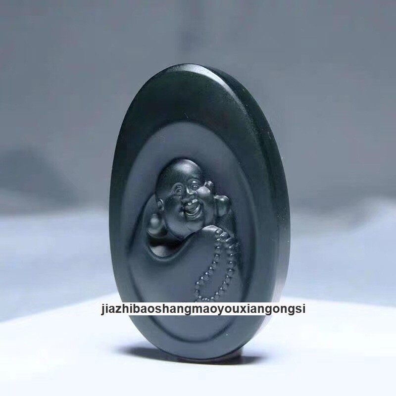 Certified Grade A Hotan Green Jasper Jade Kwan-yin GuanYin Buddha grave Pendant