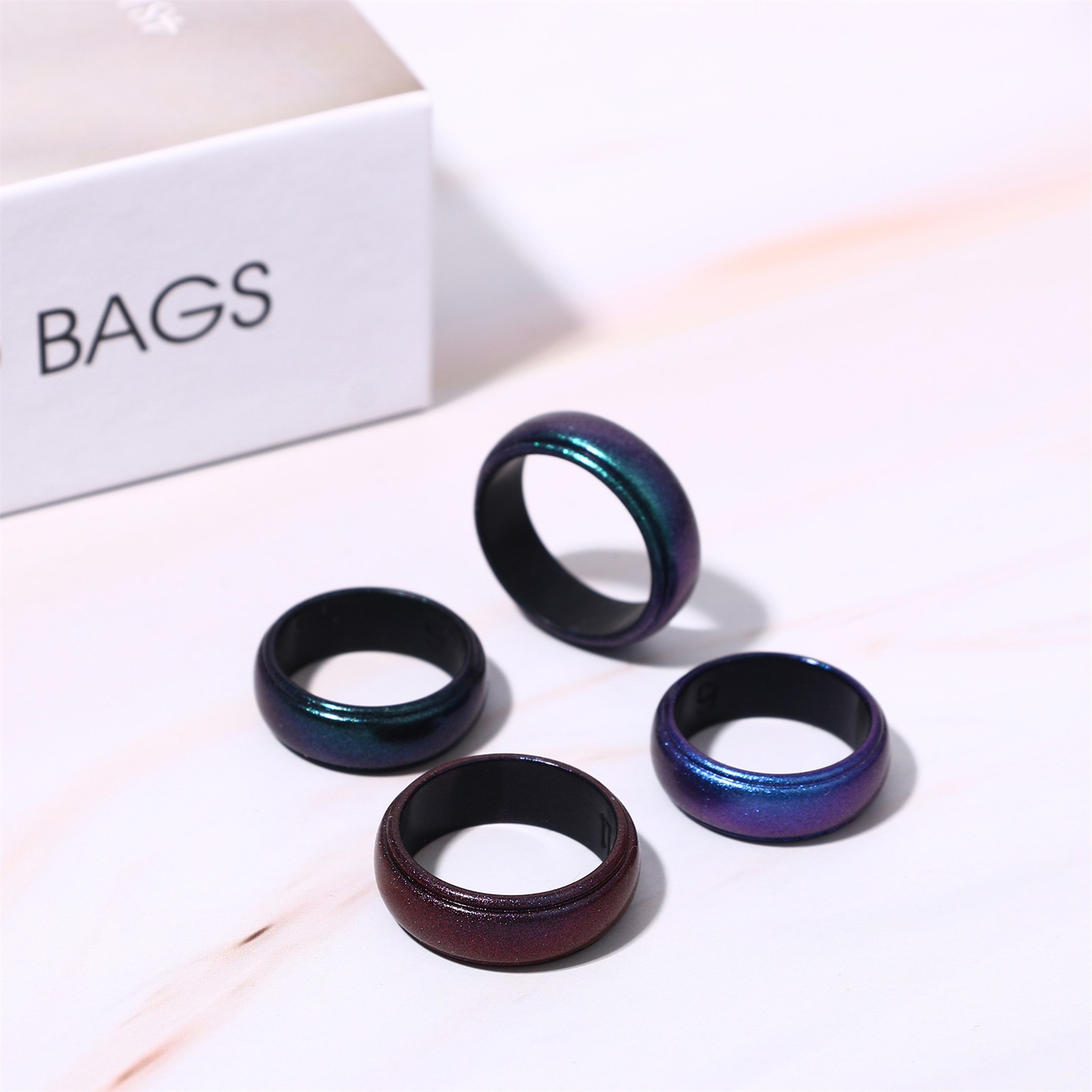 Men’s 4PCs 8MM Gradient Sporty Stackable Wedding Silicone Ring Rubber Band
