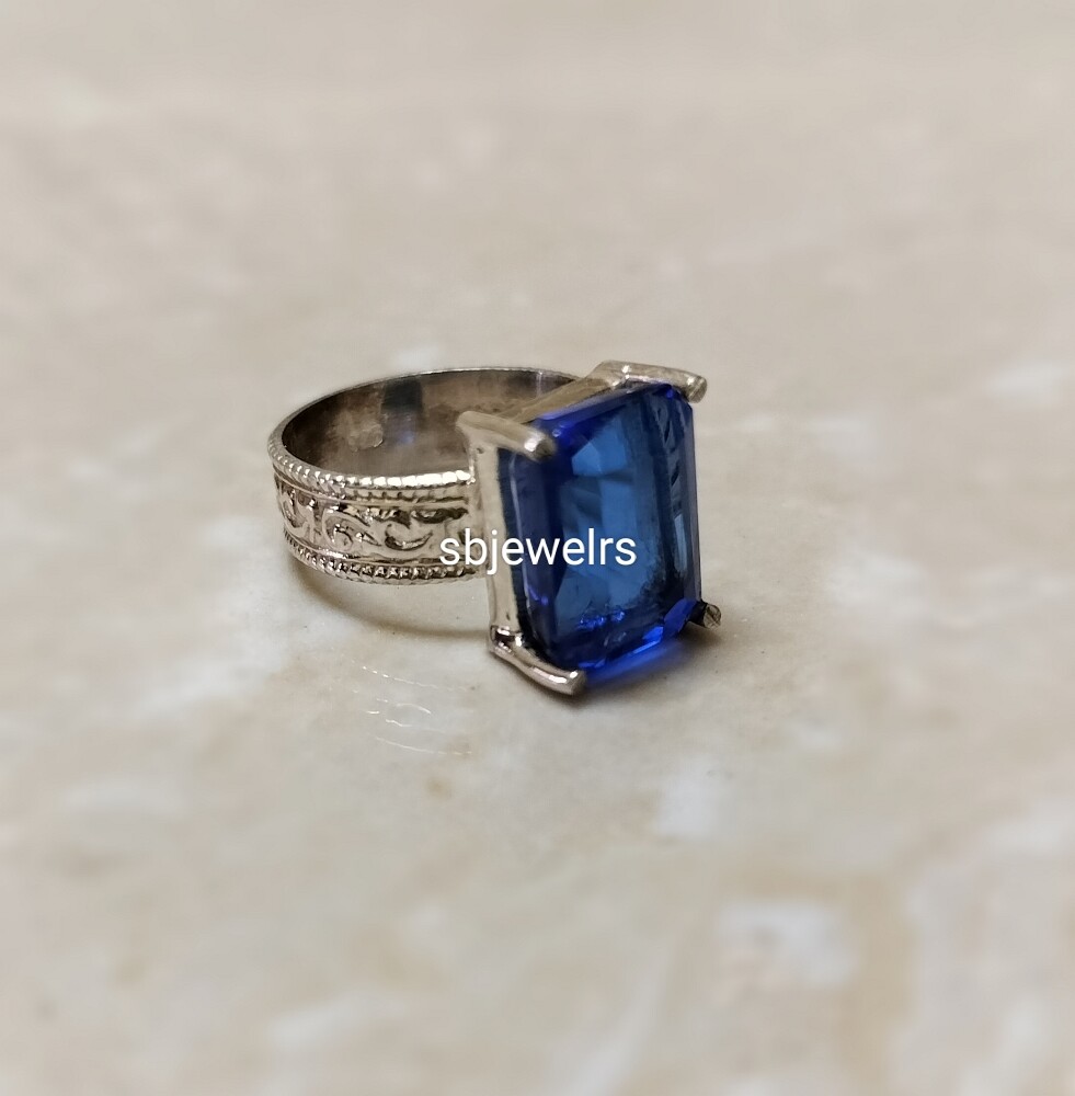 Blue Topaz Gemstone 925 Sterling Silver Ring Handmade Mother’s Day Gift D-364