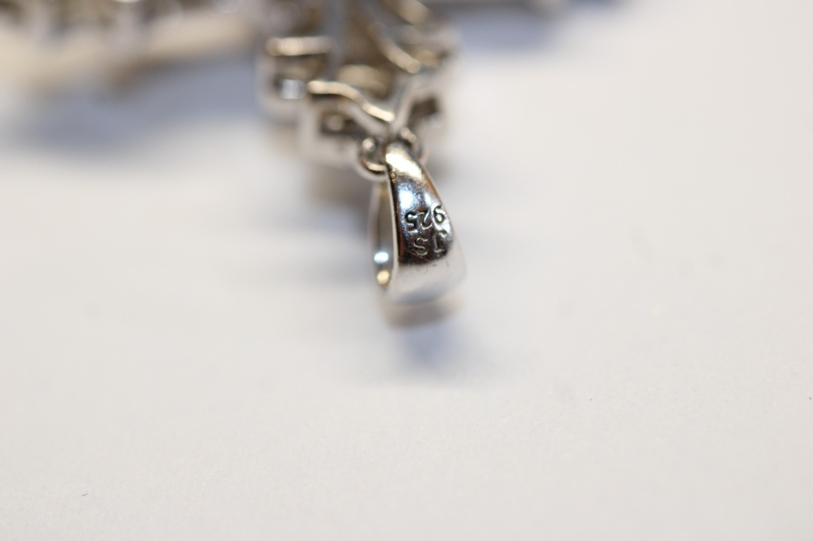 Sterling Silver JS Black and White Diamond Tested Cross Pendant Necklace #216