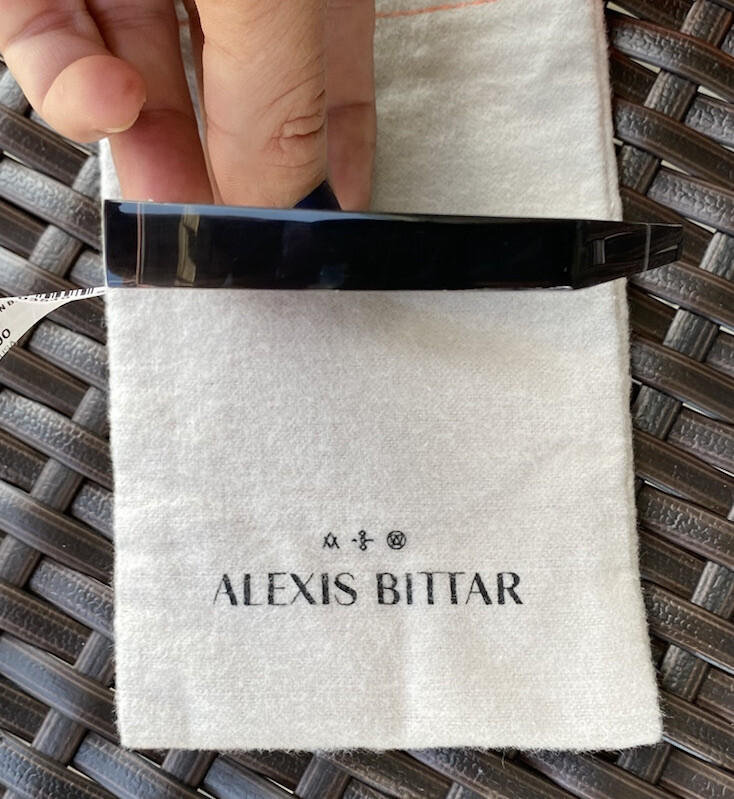 100% Authentic ALEXIS BITTAR ASYMMETRICAL PENTAGON Black Lucite BRACELET
