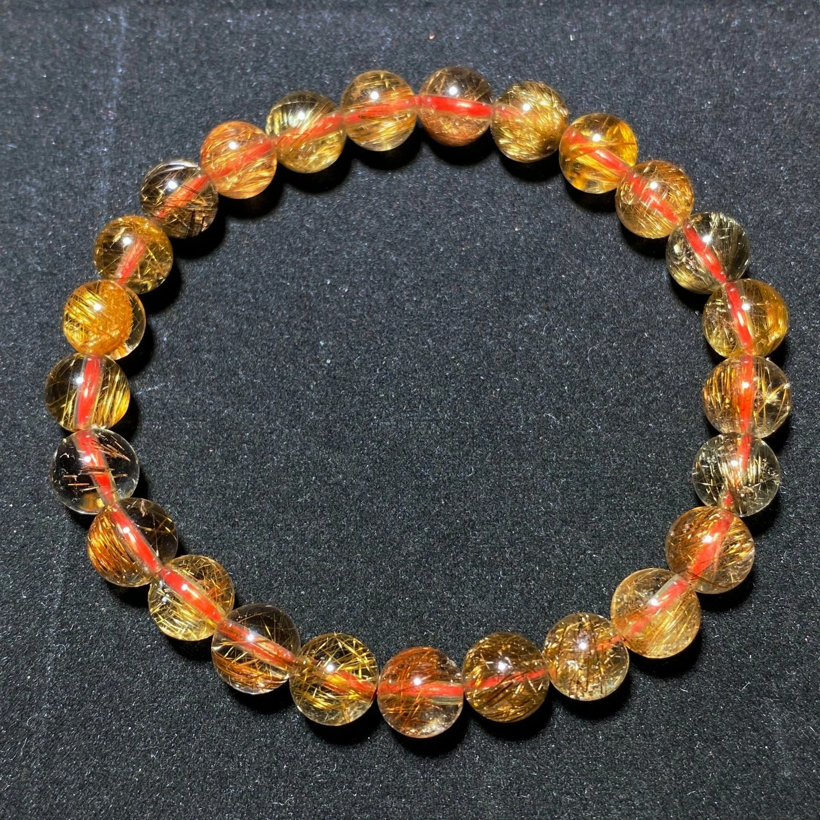 7.8mm Natural Red Copper Quartz Crystal Beads Bracelet C1795
