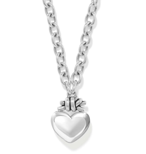 Brighton Interlok Love Knot Large Heart Bow Pendant Necklace NWT $138