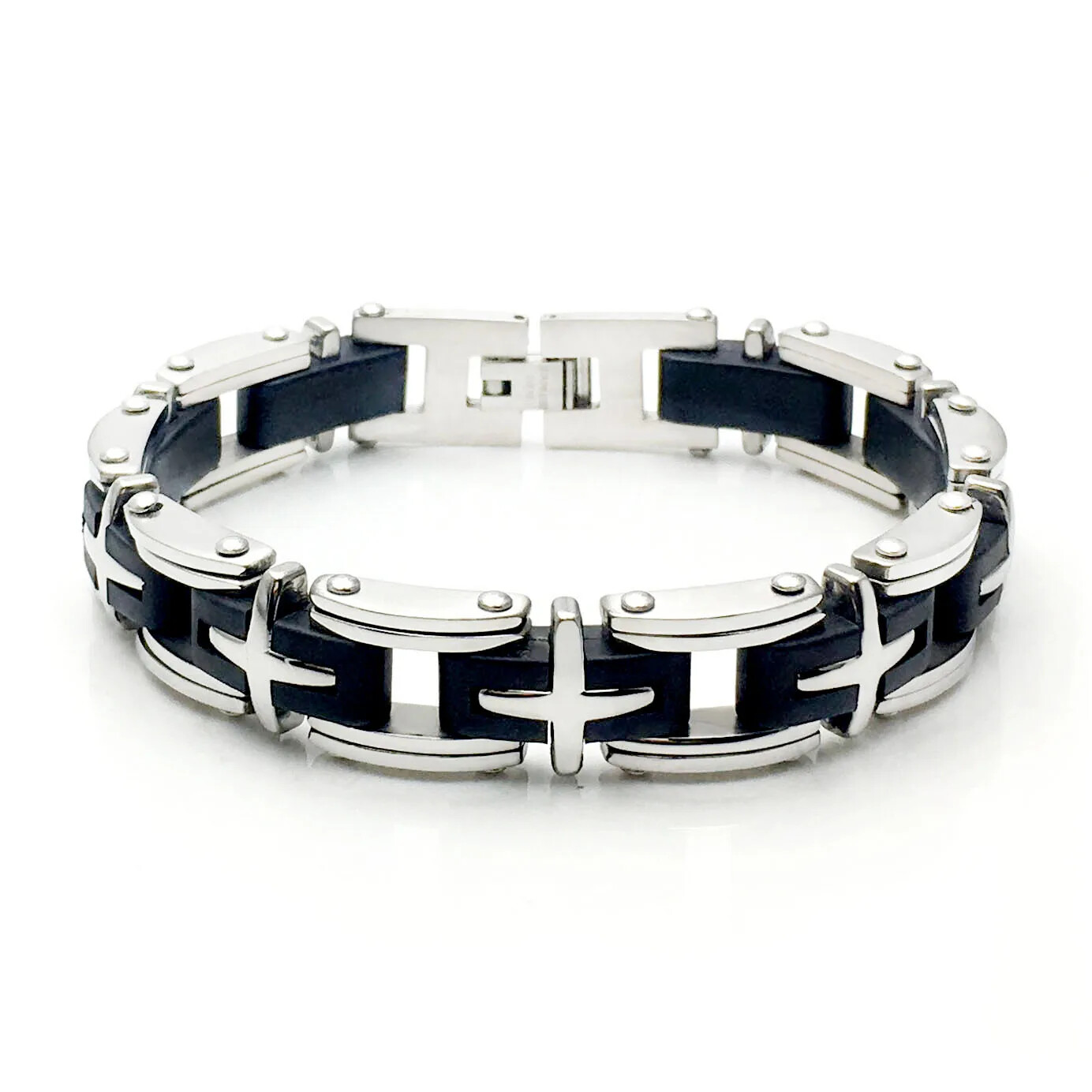 Hiphop Rock Style Fashion Stainless Steel Room Silicone Men’s Bracelet Chain