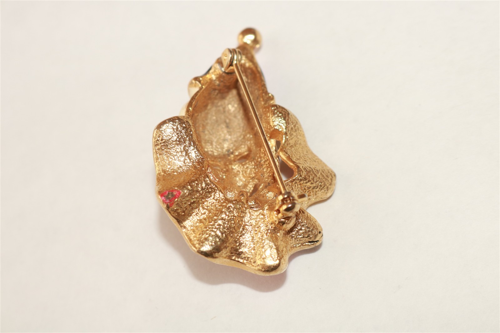 Vintage Gold Tone Clown Head W/ Red & Black 2″ Brooch Pin