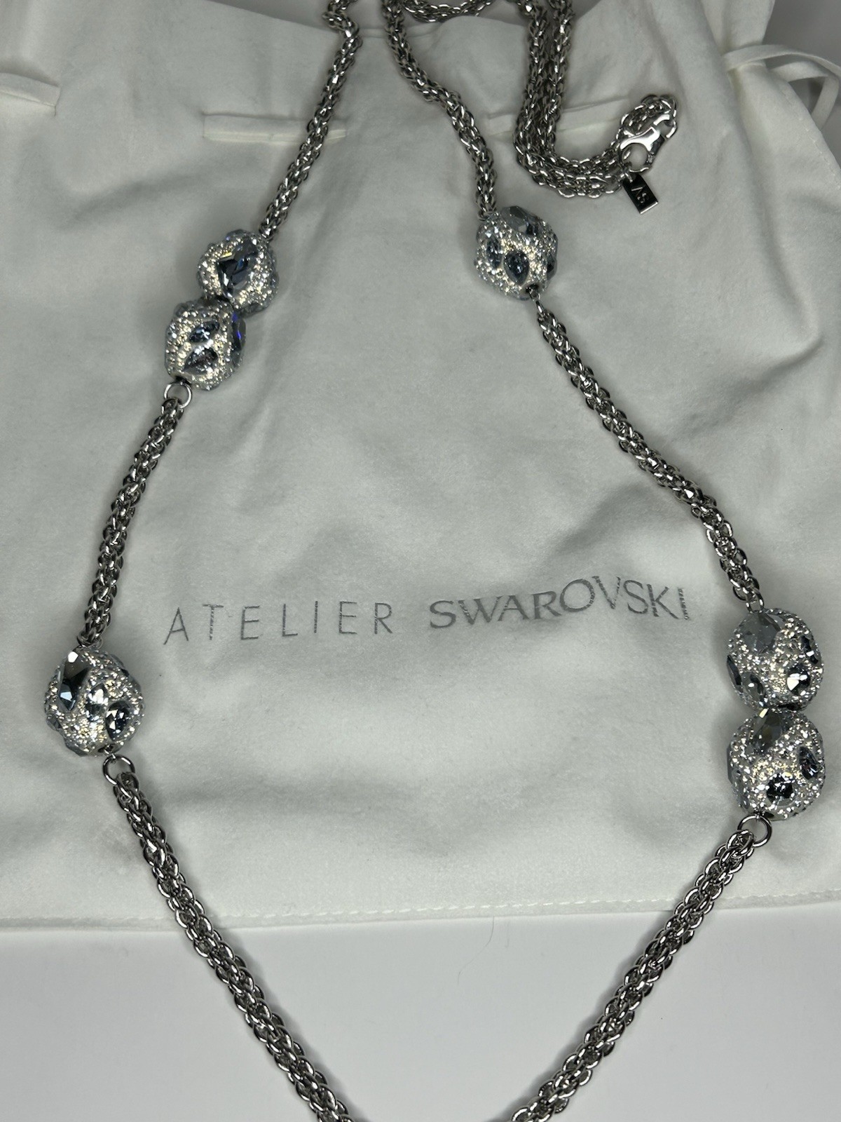Atelier Swarovski Moselle Strandage Necklace – Palladium Plated & Crystal