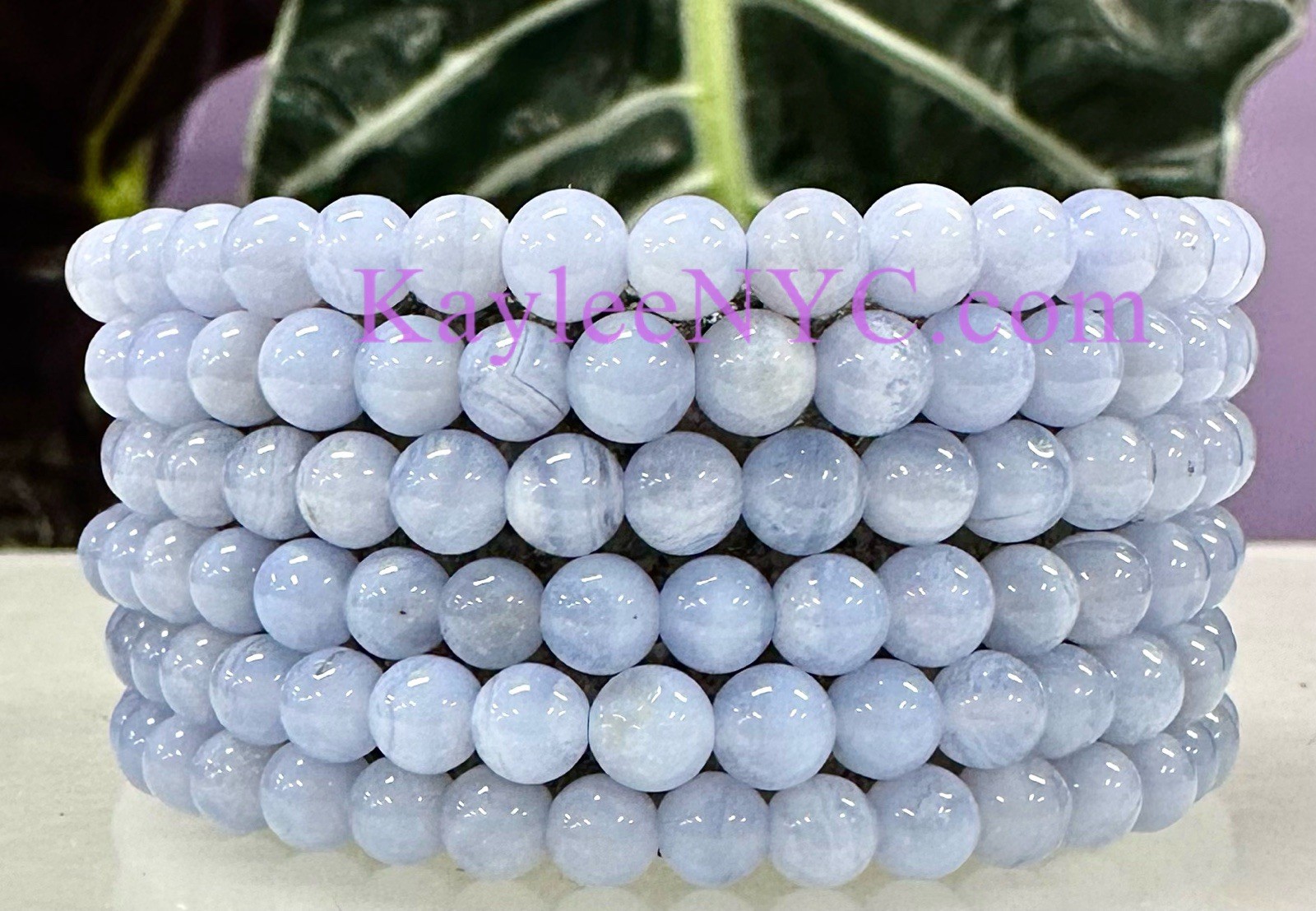 Wholesale 6 Pcs Blue Lace Agate 5mm 7.5” Natural Crystal Stretch Bracelet