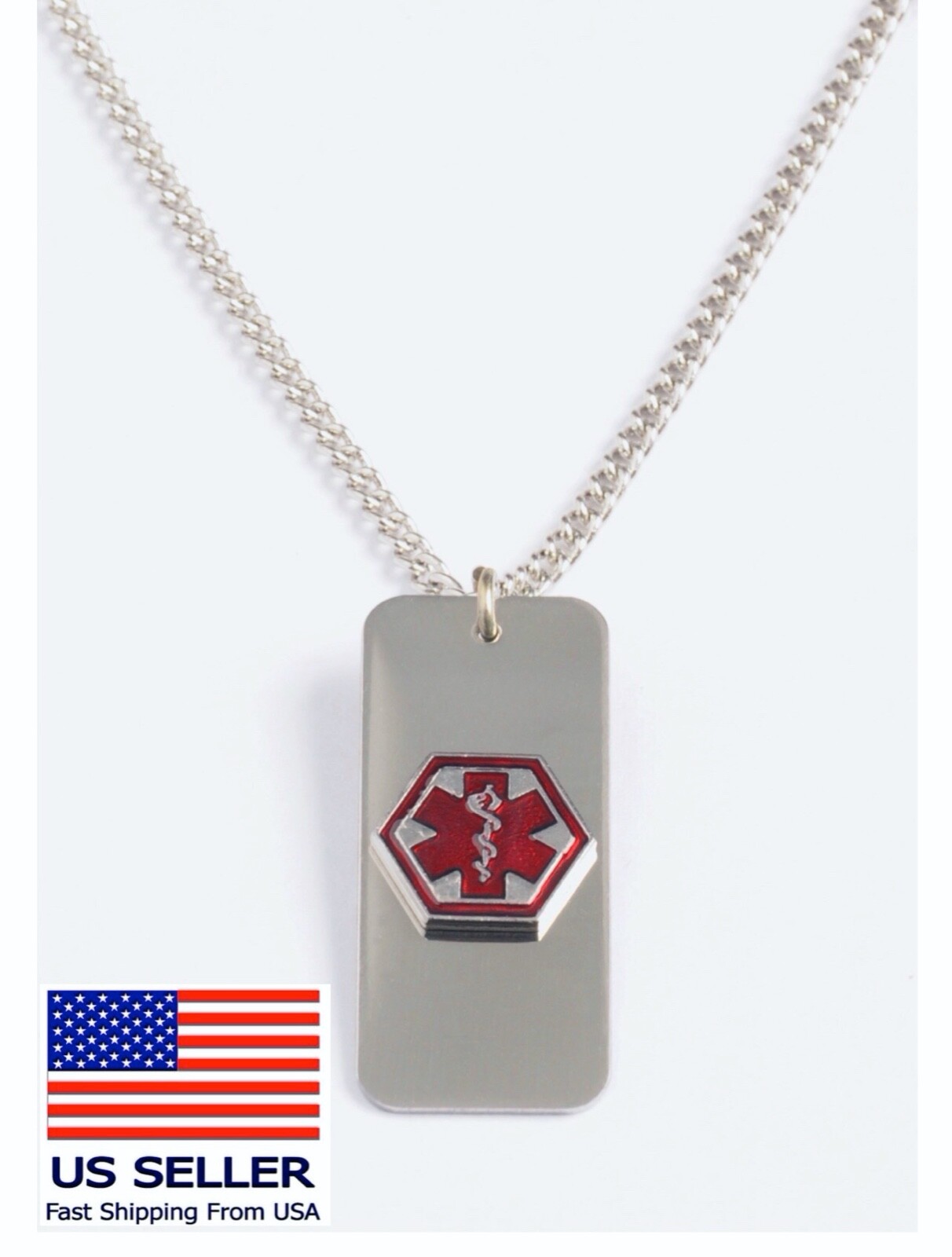 On Anticoagulants Medical Alert ID Necklace, FREE ID Wallet Card,Engraving USA