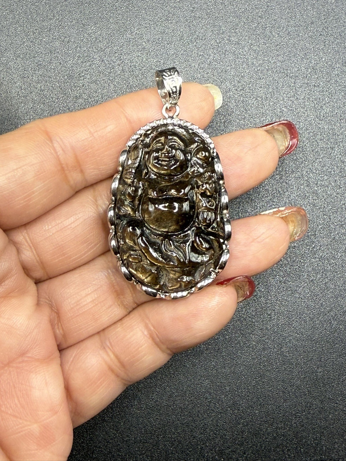 Natural colour Maitreya laugh buddha Natural Saphia Pendant Phật Di Lạc